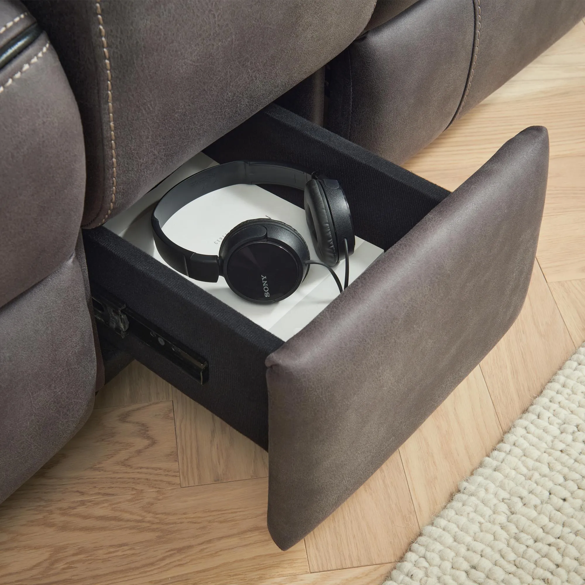 Charlie 2-Seater Electric Recliner Sofa with Console - Grey, Fabric