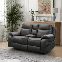 Charlie 2-Seater Electric Recliner Sofa with Console - Grey, Fabric