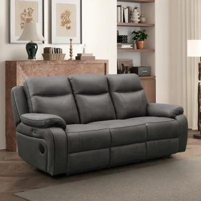 Charlie 3-Seater Electric Recliner Sofa - Grey, Fabric
