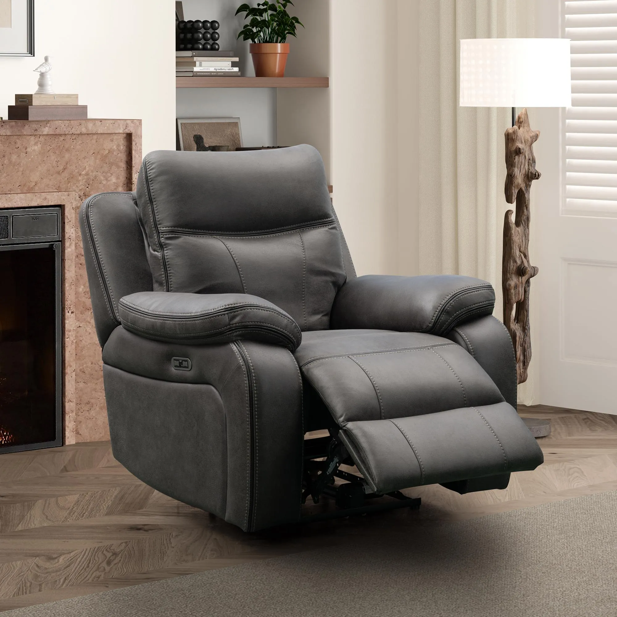 Charlie Electric Recliner Sofa Set - Grey, Fabric