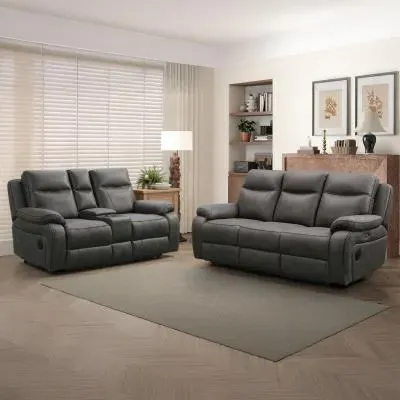 Charlie Electric Recliner Sofa Set - Grey, Fabric