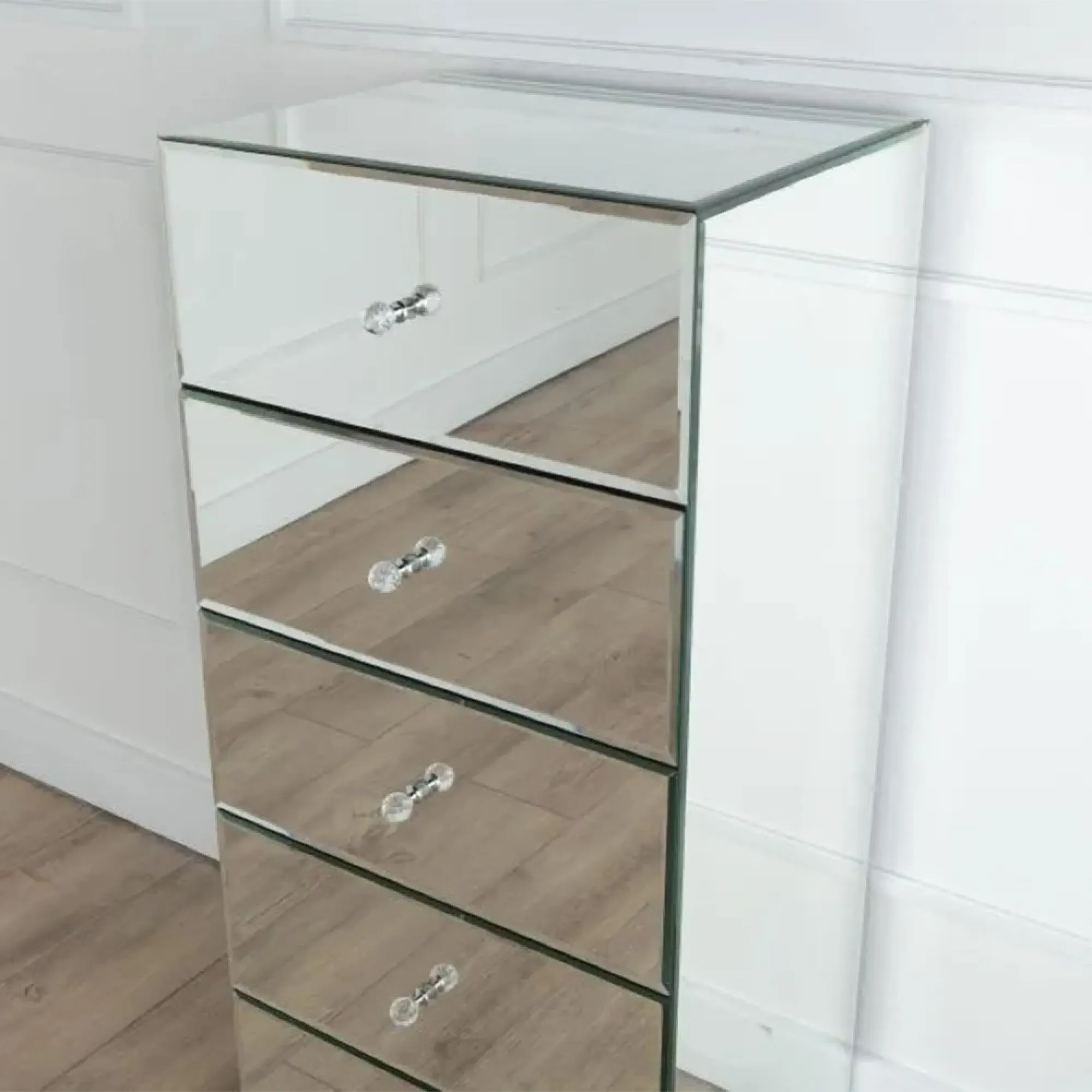 Chelsea 5 Drawer Narrow Chest - Mirrored