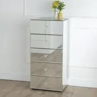 Chelsea 5 Drawer Narrow Chest - Mirrored