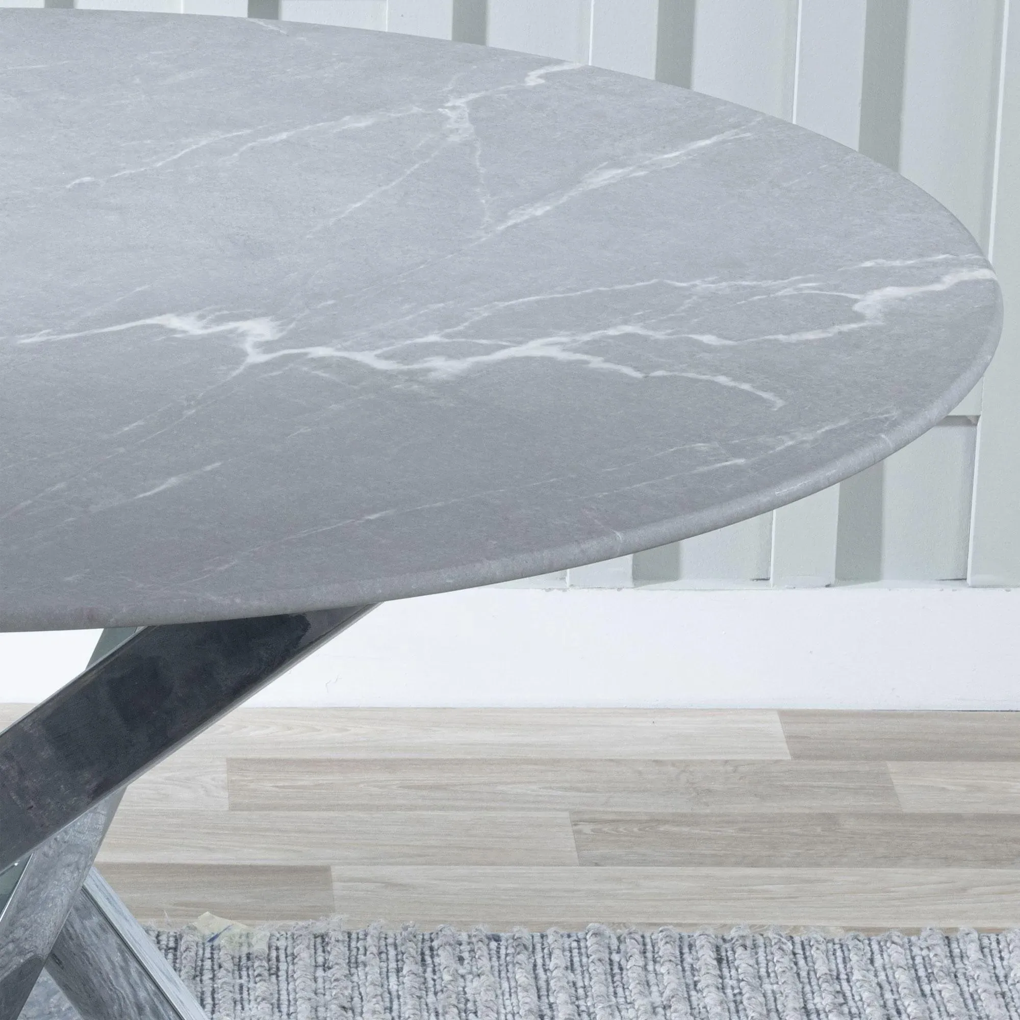 Chopstick 4-Seater Round Dining Set - Blue, Glass