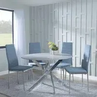 Chopstick 4-Seater Round Dining Set - Blue, Glass