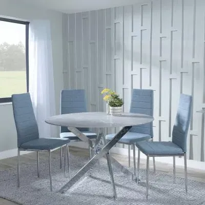 Chopstick 4-Seater Round Dining Set - Blue, Glass image