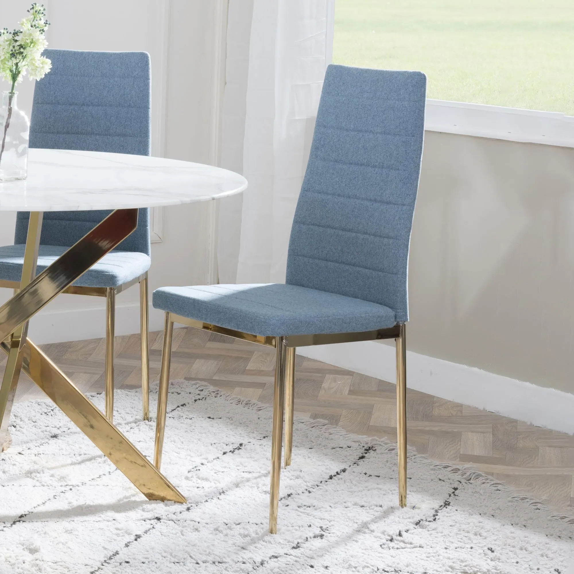 Chopstick 4-Seater Round Dining Set - Grey, Glass