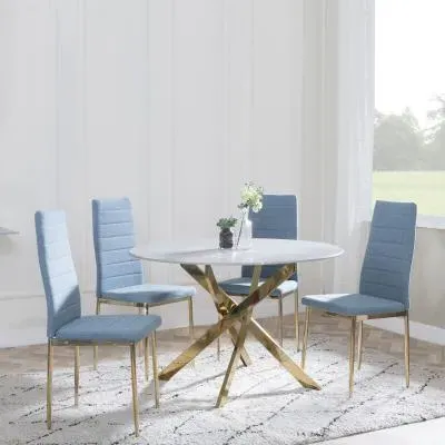 Chopstick 4-Seater Round Dining Set - Grey, Glass