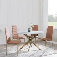 Chopstick 4-Seater Round Dining Set - Grey, Glass