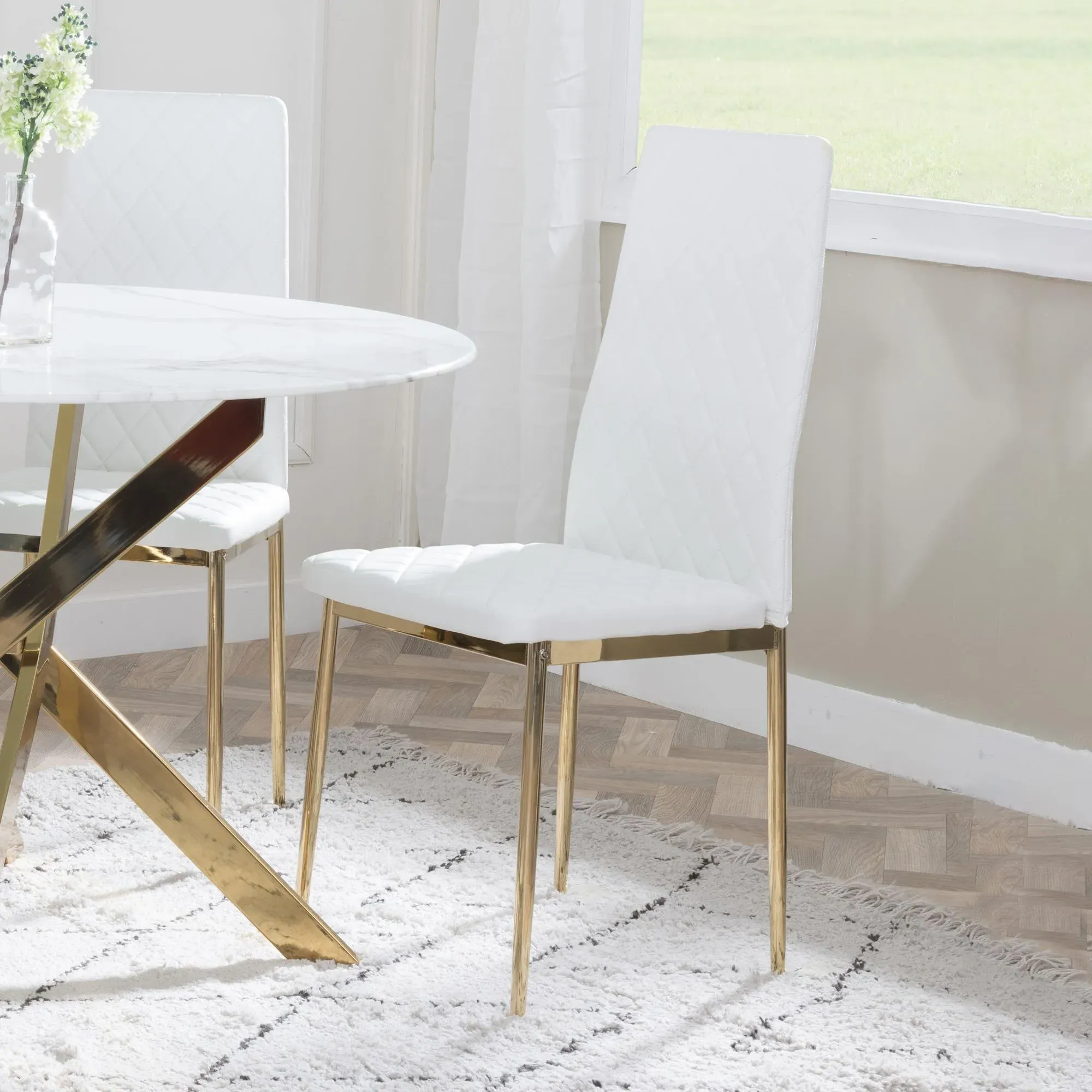 Chopstick 4-Seater Round Dining Set - Grey, Glass