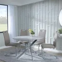 Chopstick 4-Seater Round Dining Set - Grey, Glass