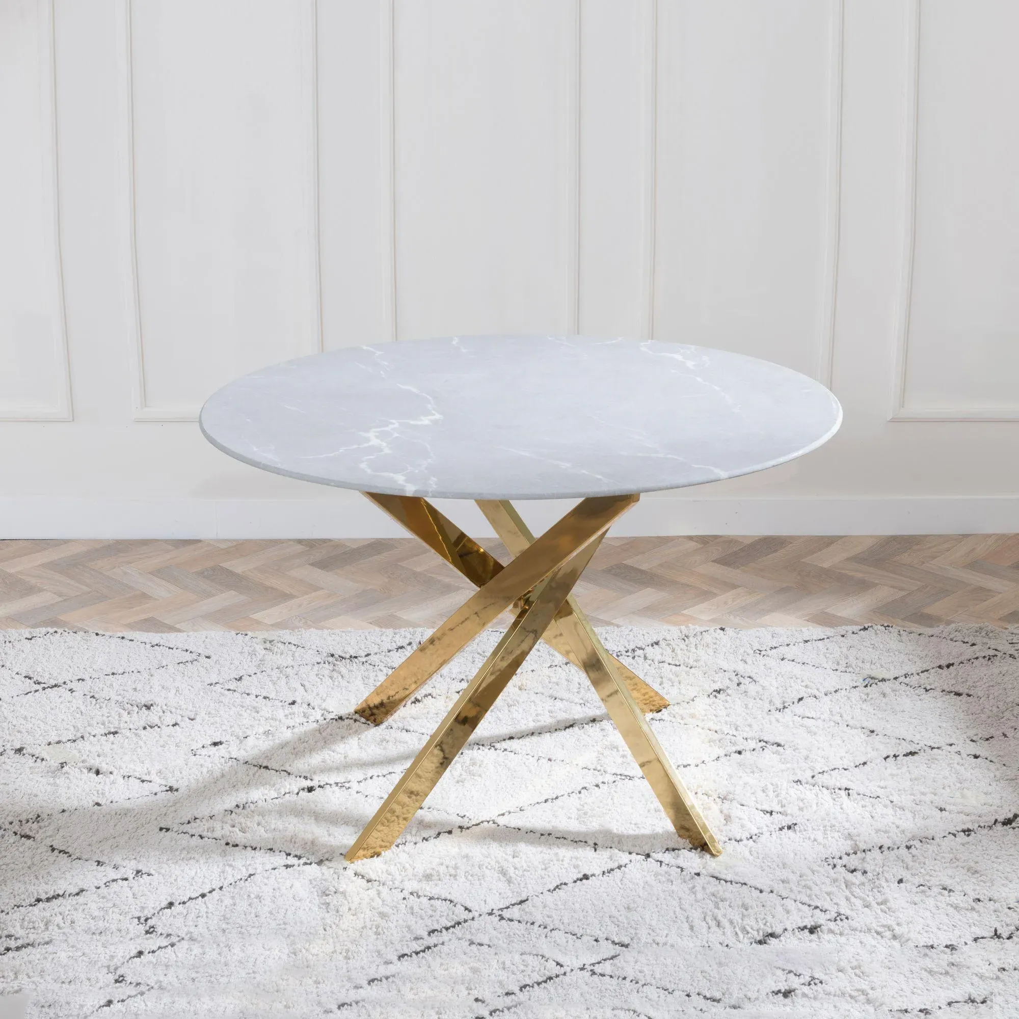 Chopstick 4-Seater Round Dining Set - Yellow, Glass