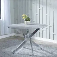 Chopstick 4-Seater Round Dining Table - Grey, Glass