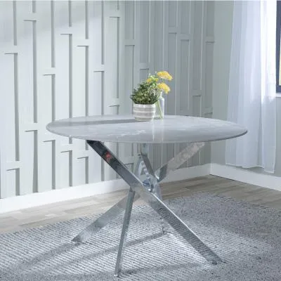 Chopstick 4-Seater Round Dining Table - Grey, Glass image