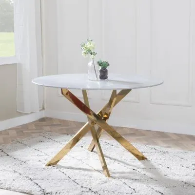 Chopstick 4-Seater Round Dining Table - Grey, Glass