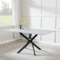 Chopstick 6-Seater Dining Table - Grey Glass, Black