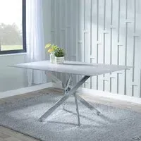 Chopstick 6-Seater Dining Table - Grey Glass, Chrome