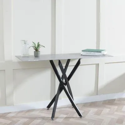 Chopstick Console Table - Grey Glass, Black Metal