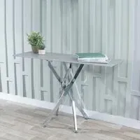 Chopstick Console Table - Grey Glass, Chrome Metal