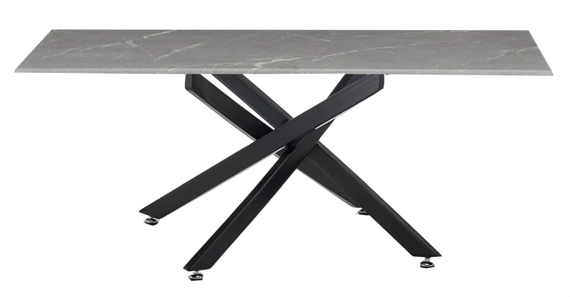 Chopstick Glass Coffee Table - Grey, Black Metal