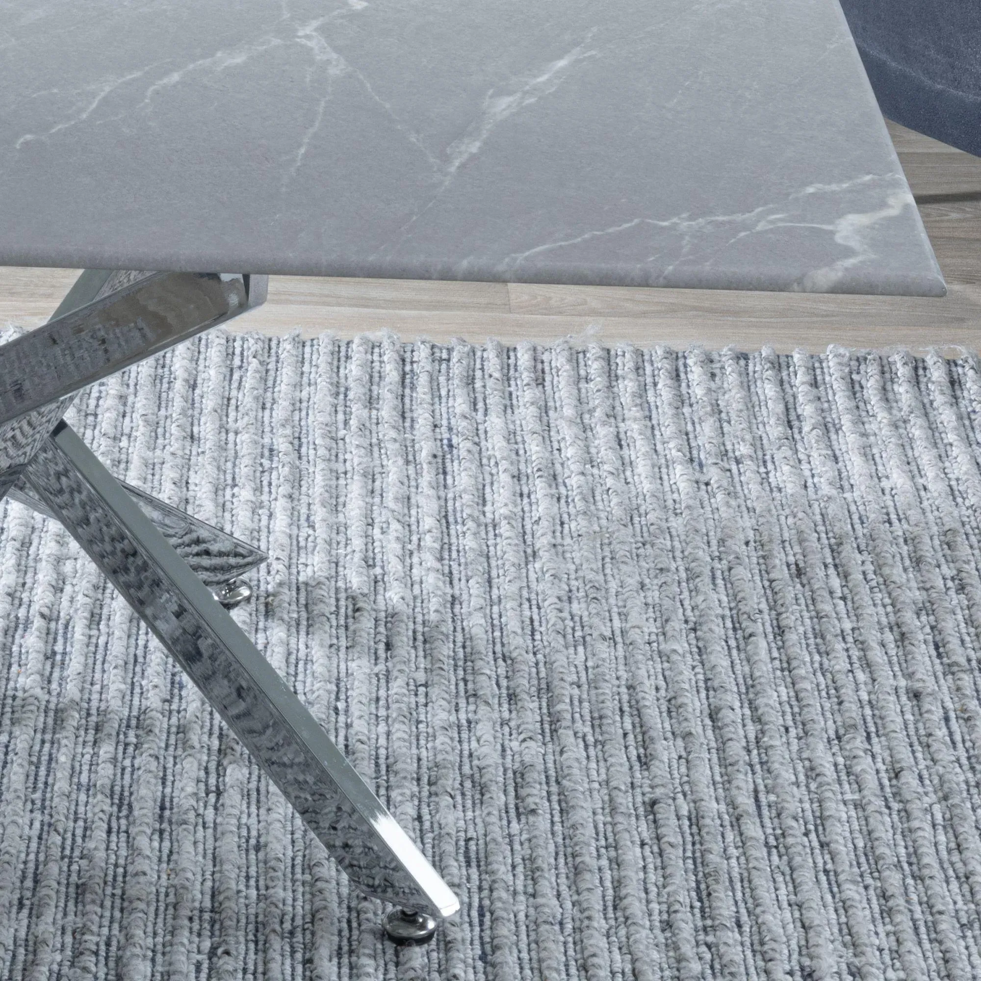 Chopstick Glass Coffee Table - Grey, Chrome Metal