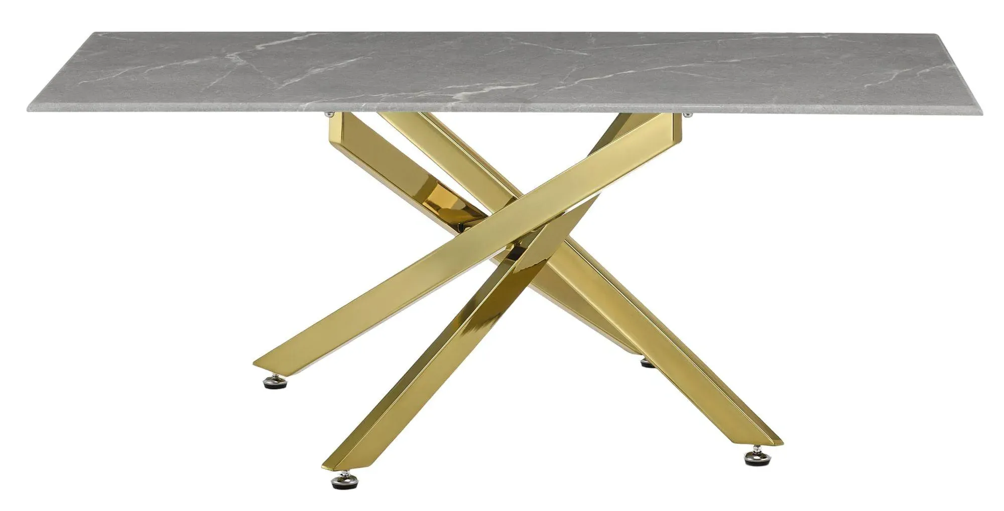 Chopstick Glass Coffee Table - Grey, Gold Metal