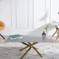 Chopstick Glass Coffee Table - Grey, Gold Metal