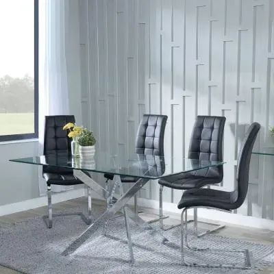 Chopstick Rectangular Dining Set - Clear, Chrome image