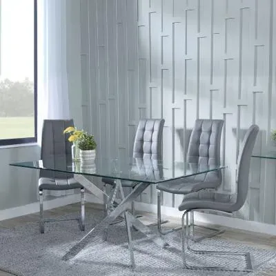 Chopstick Rectangular Dining Set - Clear, Chrome image