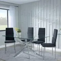 Chopstick Rectangular Dining Set - Clear, Glass