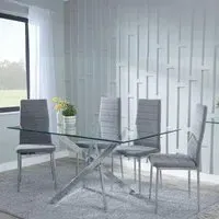 Chopstick Rectangular Dining Set - Clear, Glass