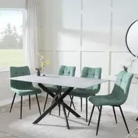 Chopstick Rectangular Dining Set - Green, Glass