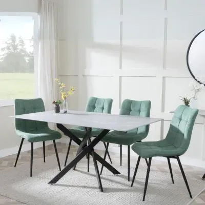 Chopstick Rectangular Dining Set - Green, Glass image