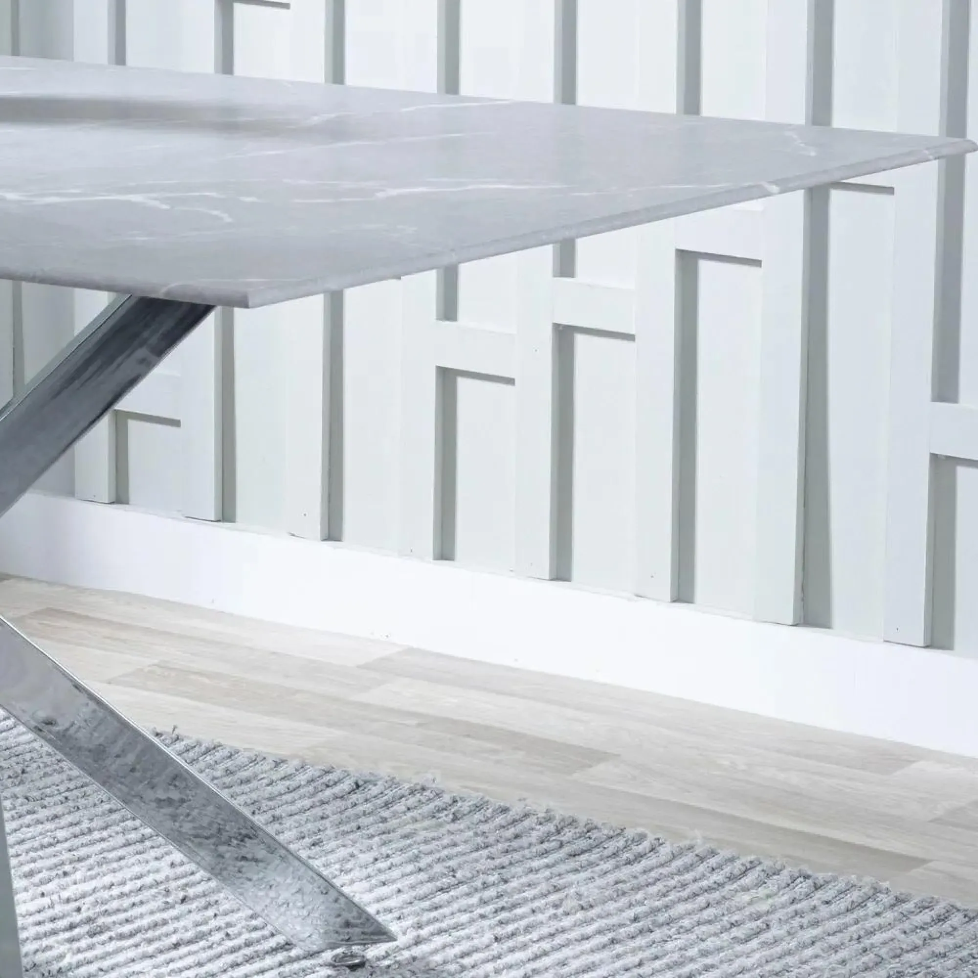 Chopstick Rectangular Dining Set - Grey, Chrome