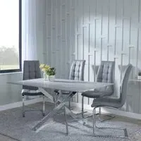 Chopstick Rectangular Dining Set - Grey, Chrome