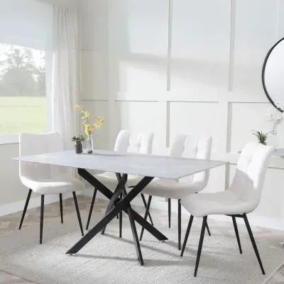 Chopstick Rectangular Dining Set - Grey, Glass