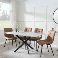 Chopstick Rectangular Dining Set - Grey, Glass