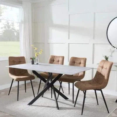 Chopstick Rectangular Dining Set - Grey, Glass