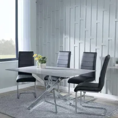 Chopstick Rectangular Dining Set - Grey, Glass