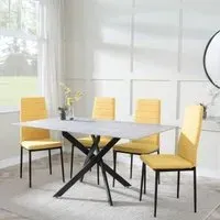 Chopstick Rectangular Dining Set - Grey, Glass