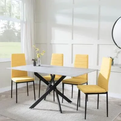 Chopstick Rectangular Dining Set - Grey, Glass