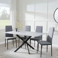 Chopstick Rectangular Dining Set - Grey, Glass