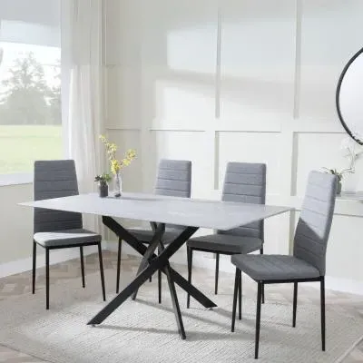 Chopstick Rectangular Dining Set - Grey, Glass