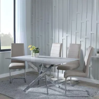 Chopstick Rectangular Dining Set - Grey, Glass