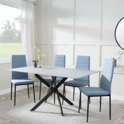 Chopstick Rectangular Dining Set - Grey, Glass