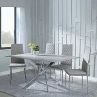 Chopstick Rectangular Dining Set - Grey, Glass
