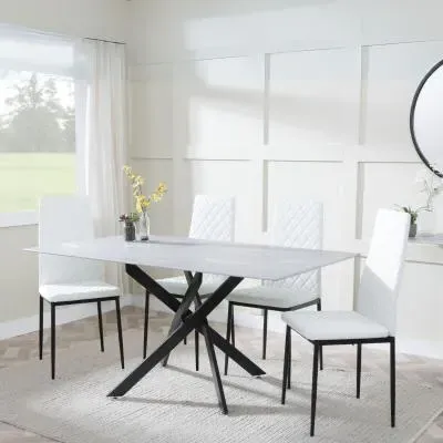 Chopstick Rectangular Dining Set - Grey, Glass