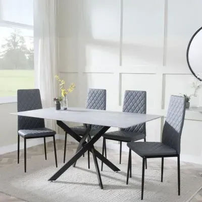 Chopstick Rectangular Dining Set - Grey, Glass