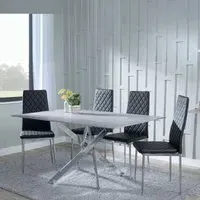 Chopstick Rectangular Dining Set - Grey, Glass