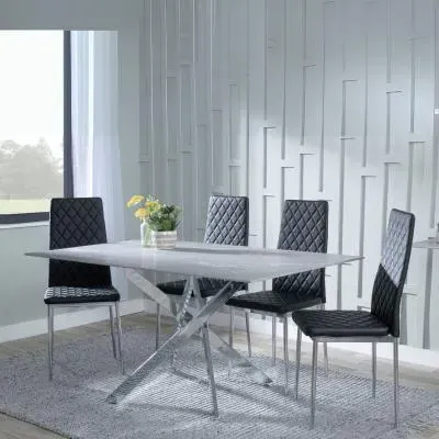 Chopstick Rectangular Dining Set - Grey, Glass